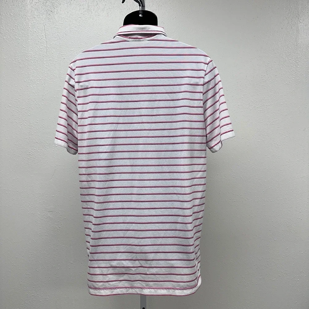 Ralph Lauren Golf Polo Shirt‎ Striped Wicking White/Pink Casual Short Sleeve M